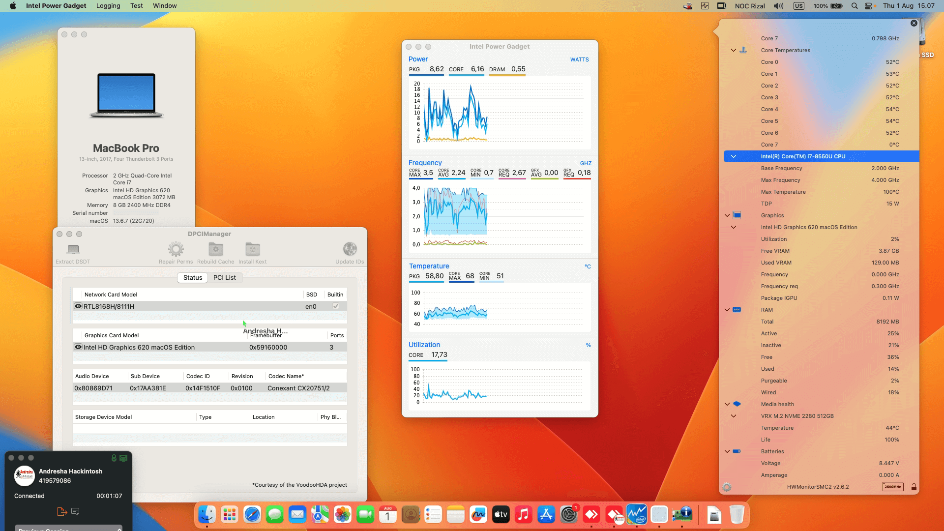 Success Hackintosh macOS Ventura 13.6.7 Build 22G720 in Lenovo Ideapad V330-14IKB